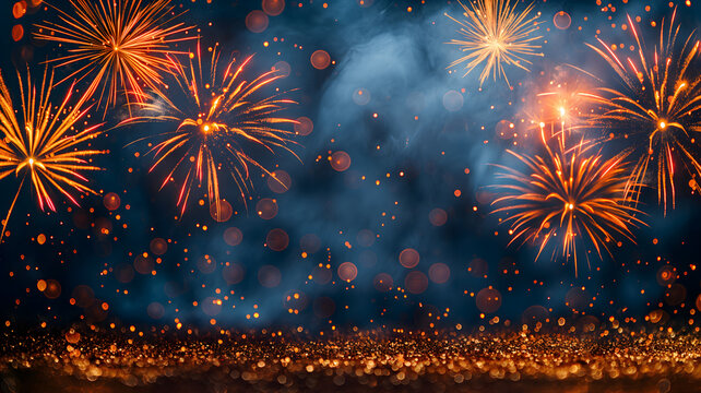abstract fireworks background and space for text