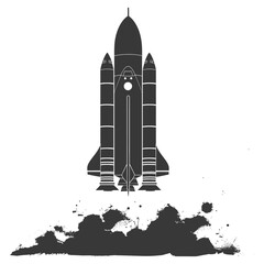 Silhouette Rocket Space black color only full