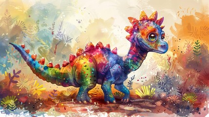 Vibrant Rainbow Xerus Exploring Colorful Xanadu: A Children's Book Illustration Generative AI