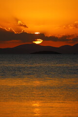 Seaside town of Turgutreis and spectacular sunsets. Bodrum, Turkey.