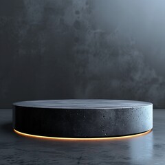 Podium for presentation and assembly of product in black colors and stone texture