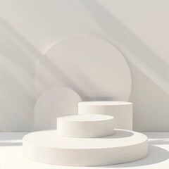 Completely white podiumfor product assembly