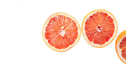 Fresh presentation of Grapefruit Slices isolated on white transparent background