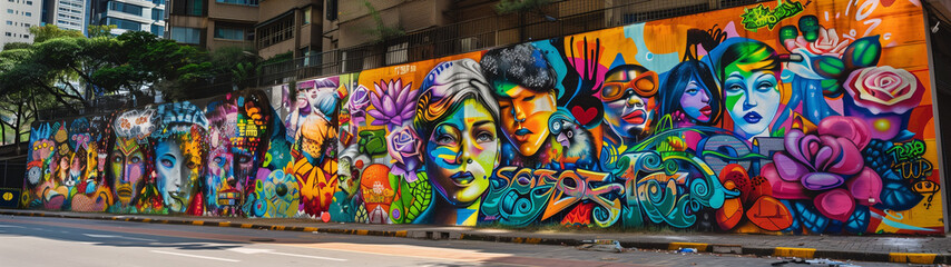 Fototapeta premium Urban Spirit: Expressive Street Art Mural