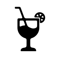 Obraz premium Wine glass with alcohol, straw and cocktail. Drink and drinking, beverage, bar, wine, vermouth and sherry, illustration