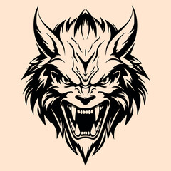 Black and White Sabertooth Outline Silhouette Ornament Vector Art for Logo and Icon, Sketch, Tattoo, Clip Art