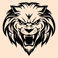 Black and White Sabertooth Outline Silhouette Ornament Vector Art for Logo and Icon, Sketch, Tattoo, Clip Art