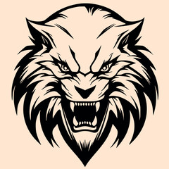 Black and White Sabertooth Outline Silhouette Ornament Vector Art for Logo and Icon, Sketch, Tattoo, Clip Art