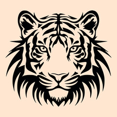 Black and White Tiger Outline Silhouette Ornament Vector Art for Logo and Icon, Sketch, Tattoo, Clip Art
