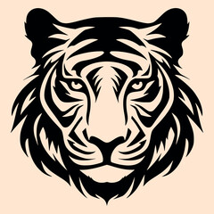 Black and White Tiger Outline Silhouette Ornament Vector Art for Logo and Icon, Sketch, Tattoo, Clip Art