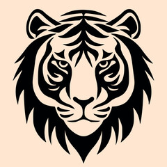Black and White Tiger Outline Silhouette Ornament Vector Art for Logo and Icon, Sketch, Tattoo, Clip Art