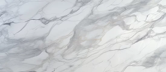 Fotobehang A detailed view of a white marble texture resembling a snowy slope, ice cap, or freezing event. The pattern mimics glacial landforms with a furlike flooring or linens appearance © 2rogan
