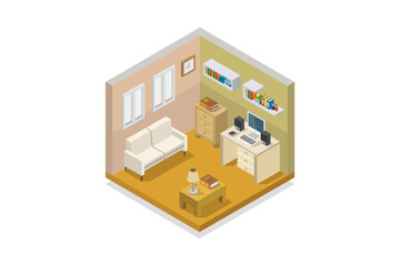 Isometric bedroom room