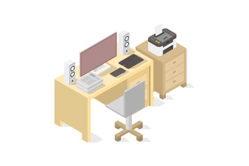 Office desk isometric