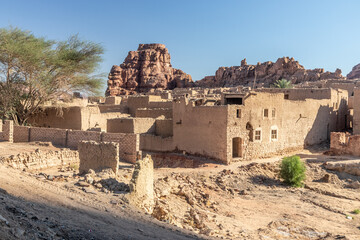 Ruins of mud houses in Al Ula Old town, Saudi Arabia