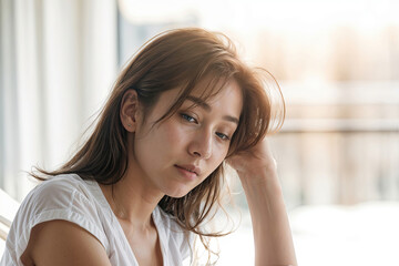 Portrait of an Asian girl in depression