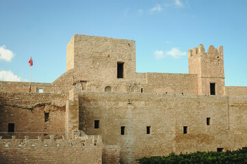 Naklejka premium Walls of Ribat of Monastir coastal city, Sahel area in Tunisia