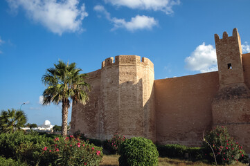 Exterior view of Ribat of Monastir coastal city, Tunisia