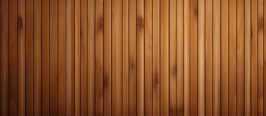 Naklejka premium A closeup of a brown hardwood wall with an amber wood stain, showcasing a striped pattern. The flooring is treated with varnish for a glossy finish