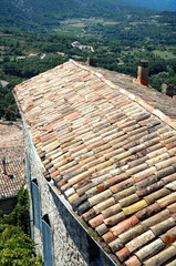 Tiled roof in Bonnieux town, Provence region in France