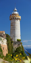 Leuchtturm am Forte Stella, Portoferraio, Elba, Toskana, Italien