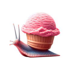 graphic for summer snail with shell with pink ice cream