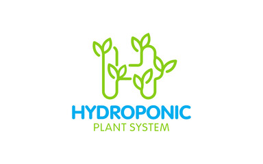 Illustration vector graphic of modern hydroponic farm with natural green leaf concept logo design