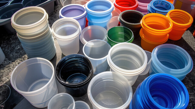 Many plastic storage containers