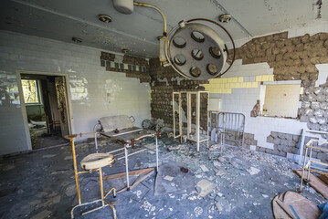 Delivery room in Hospital MsCh-126 in Pripyat ghost city in Chernobyl Exclusion Zone, Ukraine