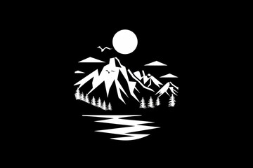 company logo with a mountain and mountain design image black and white - 759216805