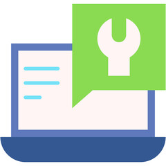 Comment, laptop, message bubble, screen, repair Icon