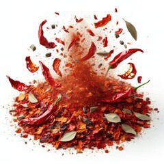 Crushed dried red pepper isolated on a white background  