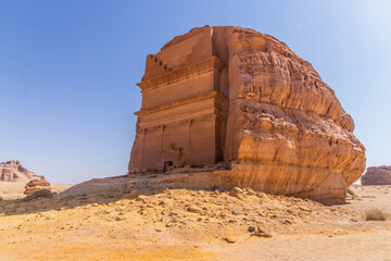 Qasr al Farid (Lonely castle) tomb at Hegra (Mada'in Salih) site near Al Ula, Saudi Arabia