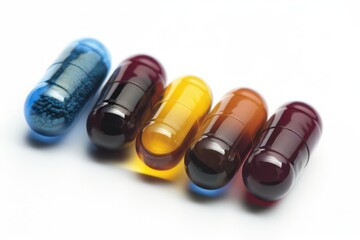 colorful capsules on white background