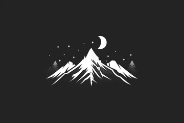 company logo with a mountain and mountain design image black and white - obrazy, fototapety, plakaty