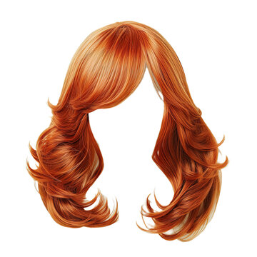 Hairstyling wig isolated on white or transparent background
