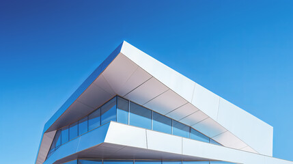 Fototapeta na wymiar Architecture modern building design close up. White building against the blue sky.