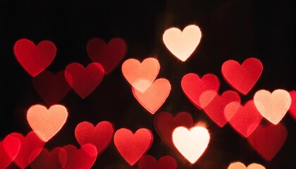 bright red hearts abstract bokeh background