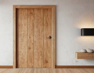 room with wooden door