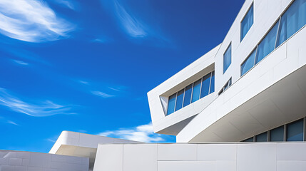 Obraz premium Architecture modern building design close up. White building against the blue sky.