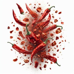 Crushed dried red pepper isolated on a white background  