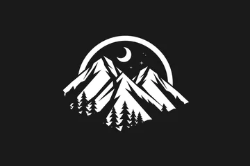 Crédence de cuisine en verre imprimé Montagnes company logo with a mountain and mountain design image black and white