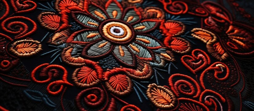Embroidery and batik design concept. Antique art for website, user interface theme. New trendy wallpaper, cover photo, interior decoration idea. Abstract pattern for the carpet background