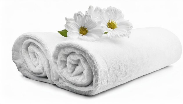 towel cotton bathroom white spa cloth textile . high quality photo. white background 