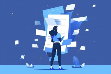 illustration of a person in front of a document - 759221007