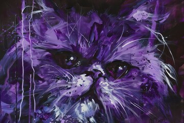 painting of purple kitten on canvas - 759221058