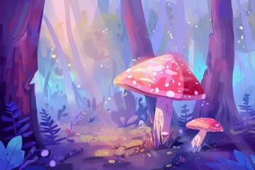 mushroom in the forest background vector illustration - 759221075