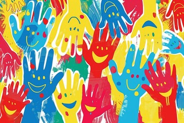 colorful hand painted with happiness and love vector illustration - 759221227