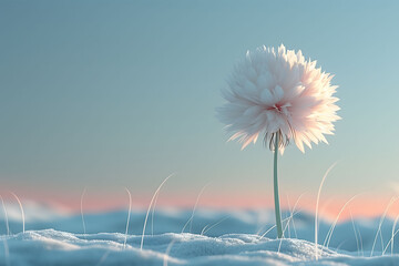 A Single White Flower in a Field