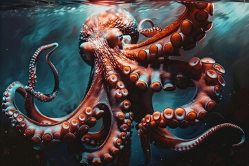 digital paint that shows a large octopus in the water